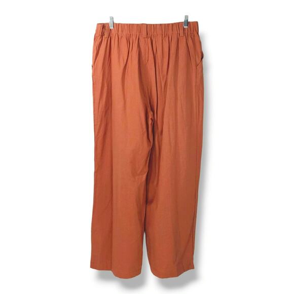 Halara High Waisted Palazzo Wide Leg Linen Feel Flowy Pants Side Pockets Rust XL - Picture 4 of 7